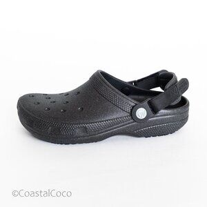 Crocs Classic Work Graphic Clog Hook & Loop Unisex M 7 / W 9 Shoes Black Glitter